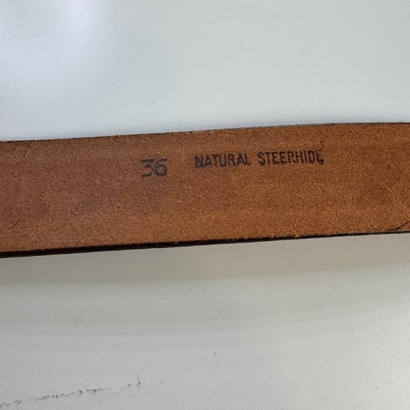Western Belt Mens 36 Brown Natural Steerhide Horse Buckle Country